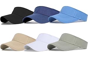 Geebuzz 6 Pack Sun Visors for Women Blank Topless Adjustable Sun Hat Cap Summer Beach Pool Travel Sports Visor