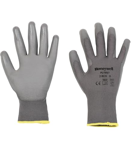 Honeywell 10 paia di guanti protettivi WorkEasy Cut, livello di taglio 1, rosso/grigio, rivestimento in microschiuma di nitrile grigio scuro, WE21-3313G-7/S, taglia 7/S