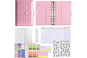 KOOMUAO Liemuao Planificateur de budget, PU A6 Classeur Budget Enveloppe, 8 Épargne Défis Budget, 12 Feuilles De Budget, Notes Autocollantes Colorées et Règle Budget Planner Organizer for Cash Bills (Rose)