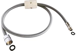 SOMATHERM FOR YOU, Flexible pour douchette évier 15/21 - Longueur 1,2 m avec contrepoids - Compatible mitigeur évier - Idéal pour eau chaude et froide - Couleur gris/argent