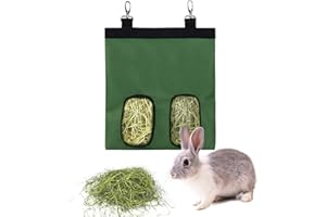 LENPESTIA Sac de Foin Lapin Sac a Foin Cochon d'Inde Sac Distributeur de Foin mangeoire à Foin pour Lapin Chinchilla Hamster Petits Animaux (2 fenêtres, Vert)