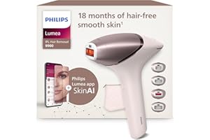 Philips Lumea Series 9900, dispositivo di epilazione IPL con tecnologie SenseIQ e SkinAI, 4 accessori per viso, corpo, ascelle e zona bikini, con filo e senza filo, modello BRI951/00