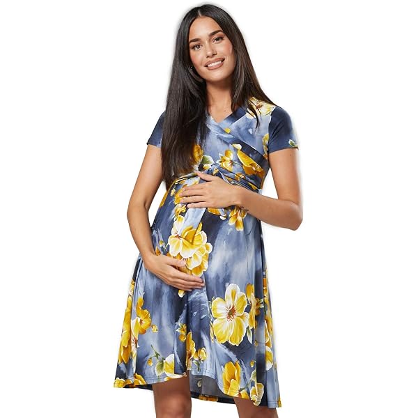 Robe Allaitement Maternité HAPPY MAMA - Double Couches - 95% Viscose 5% Élasthanne - Style Patineuse