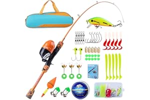 Sougayilang Canne à pêche télescopique portable et moulinet pour enfants, avec leurres de ligne de pêche, sac de pêche Spincast pour jeunes, filles et garçons voyageant