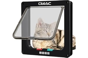 CEESC Gattaiola Porta Basculante per Gatti e Cani,Entrata e Uscita Controllabili, Facile da Installare Gattaiola per gatti grandi(Bianca, L)