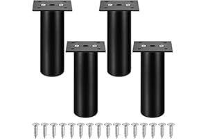 Zhujiehigh 4 Pcs Furniture Legs, Adjustable Cabinet Legs, 2 Inch Furniture Feet for Furniture, Round Metal Table Legs Feet for Chair Desk Bed Sofa Legs, Kitchen Cabinet Foot Legs Feet, Black/120mm