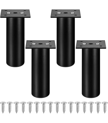 Diforma (Pack van 16 stuks) donker chroom kleur 12 cm hoogte meubelpoten rond 50 mm, 120 mm metalen poot met M8 bout, bedverhoger, kastpoten, bankpoten, moeren inbegrepen (16, 12 cm hoogte