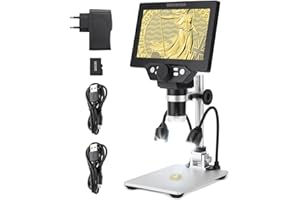 PRECIPETTE Mikroskop 7" LCD Digital Mikroskope Microscope 1080P 1200X Vergrößerung mit 8 LED 32G Karte, 1-1200X Digitales Mikroskop für Beobachten von PCB Münzen Insekten Schmuck