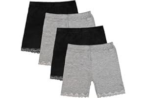 GENTABY Girls Dress Shorts Underskirts Safety Dance Black Cycling Bike Shorts 4 Pack Summer Lace 1-10 Years
