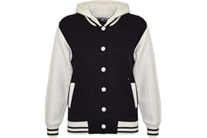 A2Z4KIDS Niños niñas niños béisbol Liso Chaqueta con Capucha Elegante Varsity – Estilo Moda Sudadera con Capucha New Age 5 – 13 años