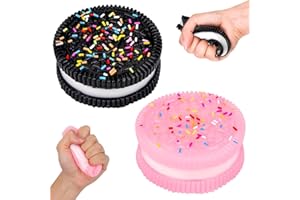SEQGANTE 2Pcs Fufu Squishy Biscotti, Giocattolo Antistress per Biscotti, Cookie Squeeze Toys per Biscotti, Pinching Sandwich Simulation, Giocattolo per Alleviare l'ansia (Rosa+Black)