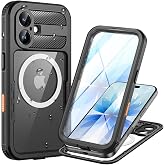 m.tk moveteck iPhone 17 ile Uyumlu Su Ge&ccedil;irmez Kılıf, 360&deg; &Ouml;n Arka Tam Darbe Korumalı, MagSafe Şarj Destekli, El Askılı, Siya