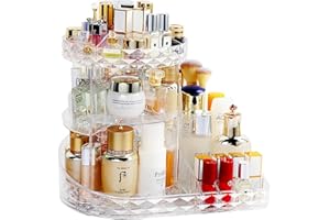DUOJIN Make Up Organizer, 360°Drehbar Schminktisch Make-up Organizer Parfüm Organizer mit Einstellbarer Schicht Clear Kosmetikbox Vitrine Große Kapazität für Dresser Schlafzimmer Badezimmer