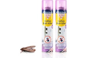 Quebec Zero In Clothes Moth Killer - Ready-To-Use - Kills Moths, Eggs & Larvae - Indoor Uses - Long-lasting treatment of Wardrobes, Cupboards and Drawers Before Clothes storage - 300ml (Pack of 2)