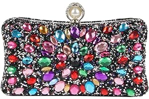 Freiesoldaten Donne Strass Borsa da Sera Multicolore Abbagliante Cristallo Pochette Festa Sposa Nozze Cocktail Borsetta