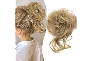 SHANGXIU Chignon Capelli Finti per Capelli,Riccio Ondulato chignon riccio per capelli Estensioni dei Capelli Sintetici per Donne (#24 biondo naturale)