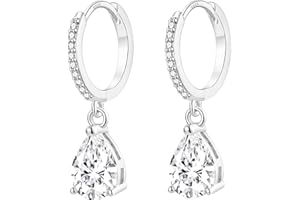 MASOP Ohrringe Silber 925 Hängend Damen, Creolen mit Anhänger Zirkonia Wassertropfen Braut Ohrringe Schmuck Geschenke für Hochzeiten Geburtstag mit Geschenkbox für Freundin Frauen Mädchen Silber/Gold