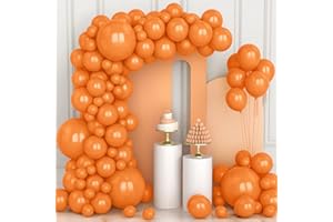 OUSUGA 106 pezzi Palloncini Arancioni in lattice 5 10 12 18 pollici Kit Ghirlanda di Palloncini Elio con Nastro per Uomini Donne Ragazzi Festa di Compleanno Halloween Matrimonio Picnic Nuziale Decorazioni