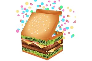 FETTIPOP Caja Regalo Explosión Сonfeti (Forma-de-hamburguesa), Sorpresa Pop up Box Cumpleaños Para él, ella con Wow-Efecto 18,5x14x11 cm.