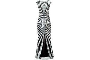‎BRISKORRY Briskorry Pailletten Abendkleider Damen Lange 1920s Kleid Bodycon Flapper Charleston Kleid Great Gatsby Cocktail Kleid Saum Cocktail Flapper Abschlussball Kleid