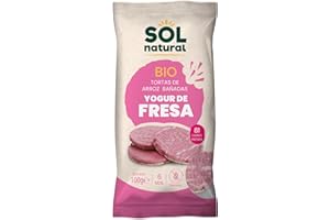 SOLNATURAL Sol Natural Tortas de Arroz Bañadas de Yogur, con Fresa, sin Gluten - Paquete de 12 x 100 gr - Total: 1200 gr