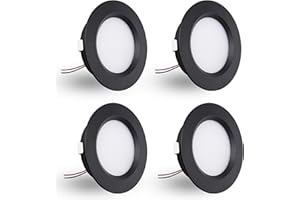 DYKUWEY 4er Set LED Einbaustrahler 12V 3W, einbaustrahler LED flach Bohrloch 55-58mm und 14mm Flache,Led Spot 12V IP44 Dimmbar Deckenspot,Möbeleinbauleuchte Einbauspots (Schwarz Warmweiß 3000K)