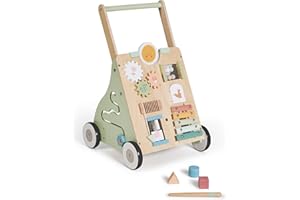 MS BabyWorld – Montessori Maxi – Andador de Madera para Bebé | Correpasillos con Juguetes y Actividades | Para Primeros Pasos | Desde +12 Meses