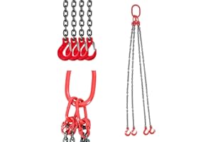 SUDEG 4 Legs Chain Sling with Sling Hook G80, 8MM×1.5M Alloy Steel Lifting Chain Slings with Shortners Crane, G80 Engine Chain Hoist Lifts 11000 lbs/5 Ton Lifting Sling Chains for Engine Hoist