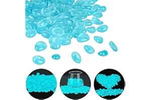 RVLZKCPG 300 Stück Blau Leuchtsteine Dekosteine Muggelsteine Gärten Leuchtkiesel Dekosteine für Vasen Leuchtende Kieselsteine Deko Steine Kleine für Gärten Aquarium Kinderzimmer Balkon Deko Gartendeko