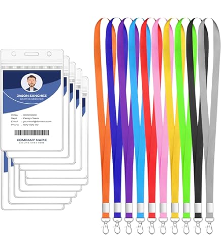 10 Pack - 4x5 Badge Holder With Lanyards - 4 X 5 Inch Conference ID Badge Holders Vertical Clear Badge Sleeves Lanyards Name Tags Large Badges Credentials Spe