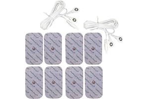 Healthcare World Grandes électrodes à bouton-poussoir 8 pièces avec câble de connexion compatibles avec les appareils TENS - EMS : Sanitas SEM 42/43/44/50…