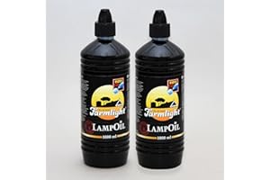 CHURCH SUPPLY 2 x Smokeless and Odourless Premium Dutch Lamp Oil with Intergrated Easy Pour Funnel - Clear Candle Oil - 2 x 1 Litre Bottle. Spill- Free Design Bottle.