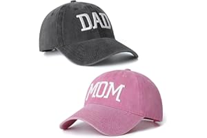 AEONDA Lot de 2 casquettes de baseball brodées réglables pour maman et papa, cadeau classique pour les parents, les couples, cadeau classique pour maman papa