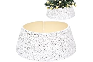 SMELEYOU Weihnachtsbaum Rock Korb Weihnachtsbaumkragen 28 Zoll/70 cm Glitzerbaumkragen glänzende Pailletten Weihnachtsbaum Rock Ringkorb Cover Urlaub Home Party Weihnachtsbaumdekor Silber