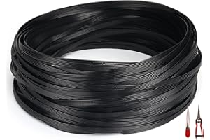 ODSK Reparatur-Set (Wicker + Webereiwerkzeug) für Rattan-Tisch und Stuhl, PE-Rattan für Terrassenmöbel, Allwetter-Weide für Gesprächs-Set, Reparatur-Set, 75 m (250 ft) (vier Linien schwarz)
