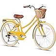 Glerc Missy 20" 24" 26" Inch Girl Cruiser Hybrid 6-Speed City Bicycle for Youth Girls Over 8 Years Old with Wicker Basket & Lightweight, Multiple Colors