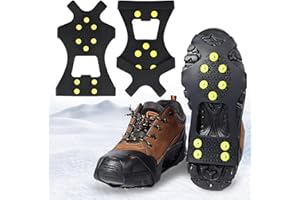 WELLXUNK 1 Paar Spikes für Schuhe Winter, Anti Rutsch Schuhspikes, Spikes Schuhe Schuhkrallen mit 10 Schuhspikes, Steigeisen Eisklampen für Schuhe, Stretch Schuhe Spikes für Wandern, Schnee, Winter Outdoor