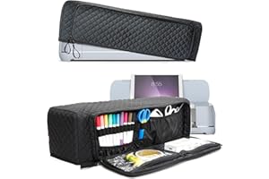 AMOIGEE Padded Dust Cover Compatible with Cricut Maker, Cricut Maker 3, Explore Air 2, Cricut Explore 3 Machine, with Pockets for Cricut Accessories(Black)