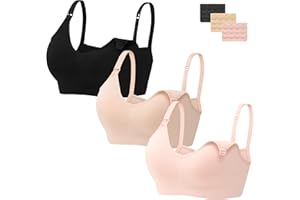 HBselect 3 PCS Reggiseno Allattamento con Estensione Reggiseno Bra Donna Morbido e Traspirante Reggiseno Senza Ferretto e Senza Cuciture