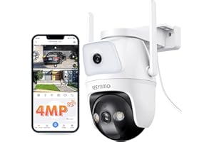 YESYAMO 4MP Camera Surveillance WiFi Exterieure sans Fil, PTZ 360° Camera Exterieur sans Fil Double Objectif 2,5K, Suivi Automatique, WiFi 2,4G/5G, Détection PIR, Vision Nocturne Couleur