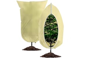 WISD Garden Fleece Frost Protection Bags - 80gsm Winter Plant Covers with Drawstring and Zipper - Plant Fleece Jacket for Outdoor Plants Trees Cold Weather (120 * 180cm,2 packs)
