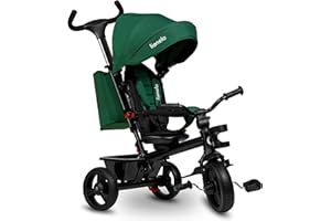 LIONELO Haari 2in1 Dreirad mit Schubstange ab 18 Monate bis 25kg, Vorwärts und Rückwärtsfahrt, schlauchlose Gummireifen, Freilauf geräumiger, Korb, Tasche, Getränkehalter
