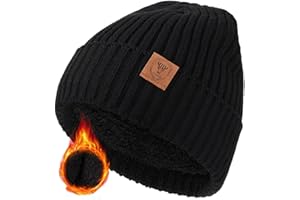 OZERO Knit Beanie Winter Hat: Thermal Thick Polar Fleece Snow Skull Cap for Men and Women (One Size)