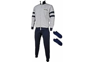 Enrico Coveri Athletic Tuta Completa Uomo Estiva + CALZINI OMAGGIO Cotone Garzato leggero Mezza Stagione collo alto Zip Tasche