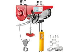 VEVOR Polipasto Eléctrico para Elevación, 1320lbs, Cabrestante Eléctrico de Acero, 220V, Herramienta de Elevación, 1050W, con Control Remoto, de Longitud 1m, Ganchos Carrito, Calibre del Cable 3mm