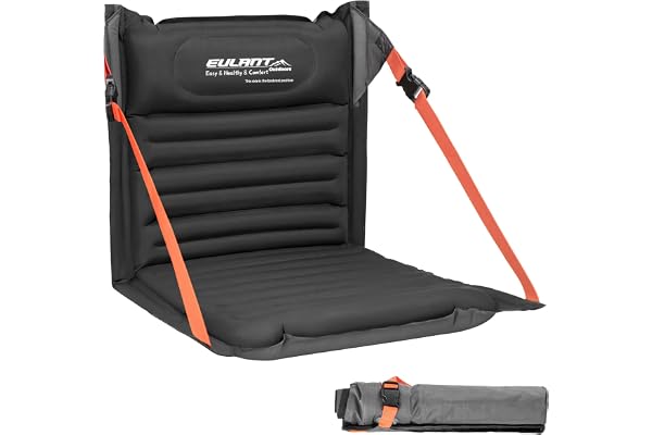EULANT Coussin de Stade Gonflable avec Dossier, Résistant à l'eau Sièges au Sol avec Dossier, Chaise Plage pour Camping Kayak Randonnée Evénements Sportifs Concerts