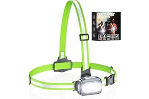 Rolgno Luz Running con Correas Reflectantes, 500 Lúmenes Luz LED para Correr de Noche, 7 Modos & 45° Haz Ajustable, Impermeable IPX4 Accesorio Lámpara para Caminatas/Excursionismo, 3.5-20H de Uso