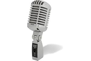 Pyle Retro Dynamic Microphone, Classic Vintage Style Vocal Microphones, Cardioid XLR Mic, Universal Stand Compatible, Wired Radio Mics, for Live Performance, Studio Recording, Podcast, Karaoke