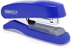 Rapesco 1143 Flat Clinch Half Strip Stapler, 25 Sheet Capacity, Blue