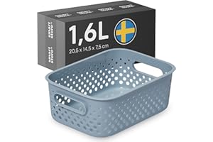 SmartStore Panier de Rangement avec Poignées en bleu 1,6L (20,5x14,5x7,5cm) I Panier de Rangement en Plastique Recyclé I Essence S Boîte de Rangement I Boîtes Avec 10 Ans de Garantie